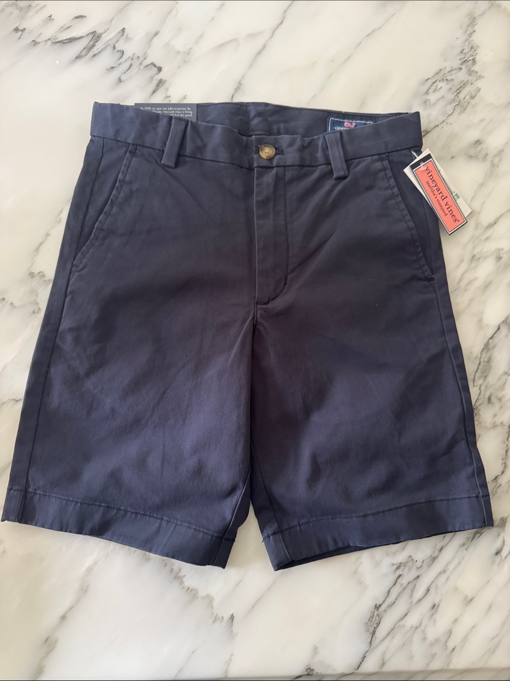 New Vineyard Vines Boys Navy Flat Front Chino Shorts size 8